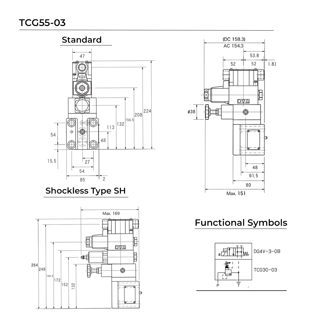 TCG55-03-B-P2-T-17 | Solenoid controlled multi pressure relief valves